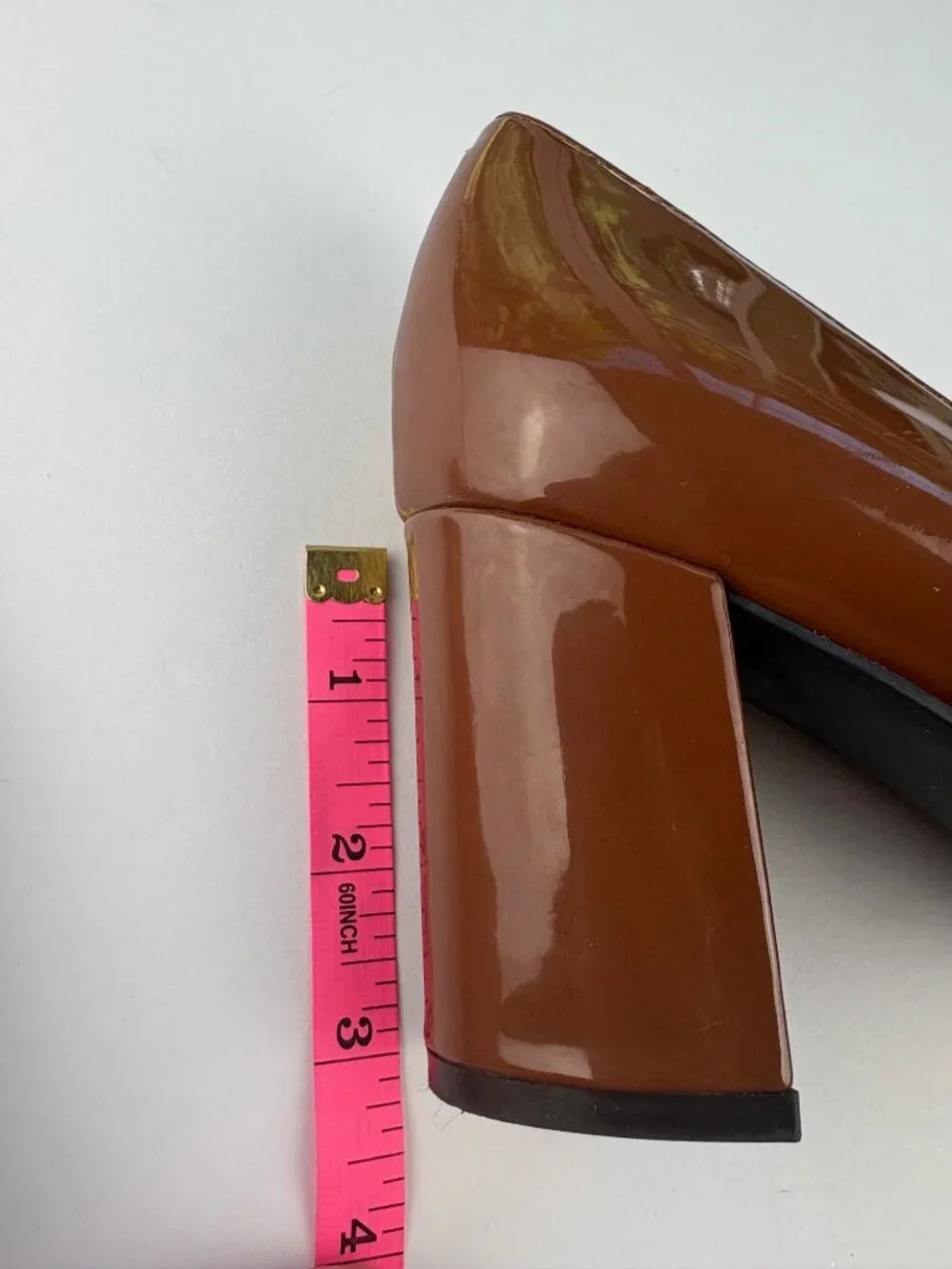 Marc Fisher Caitlin Brown Patent Leather Pointed Toe Block Heel Pumps Size 8 M
